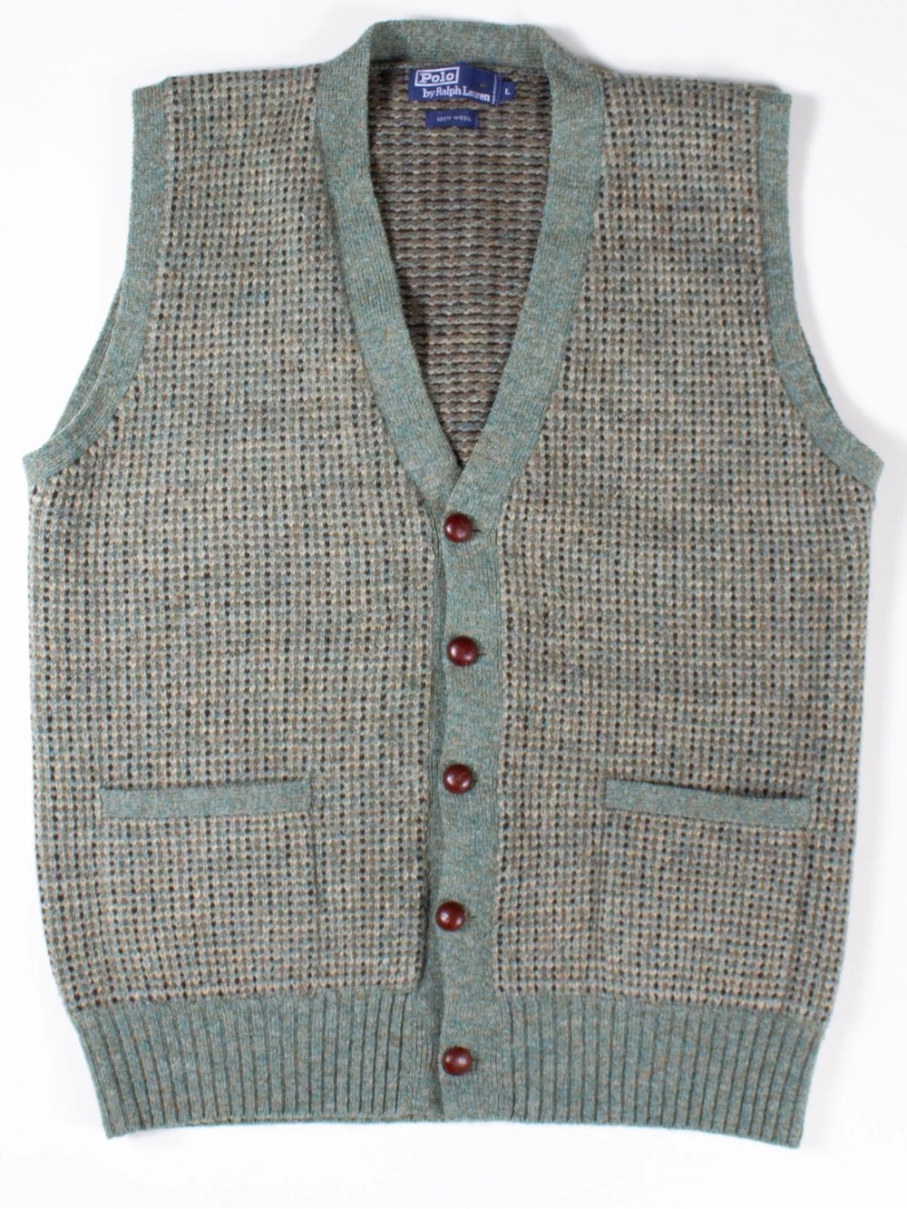 Polo Ralph Lauren Vintage Wool Mini Check Sweater Vest— Size Large